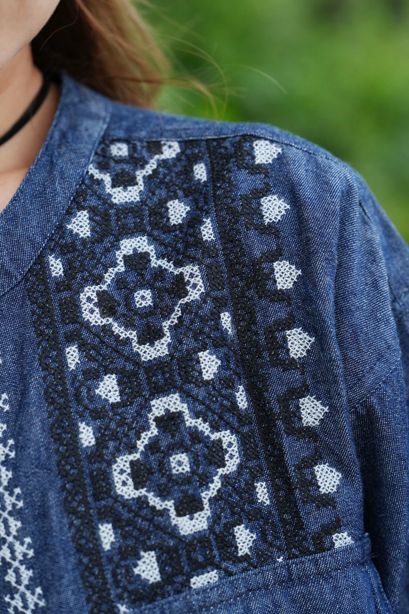 NA459 EMBROIDERED DENIM DRESS