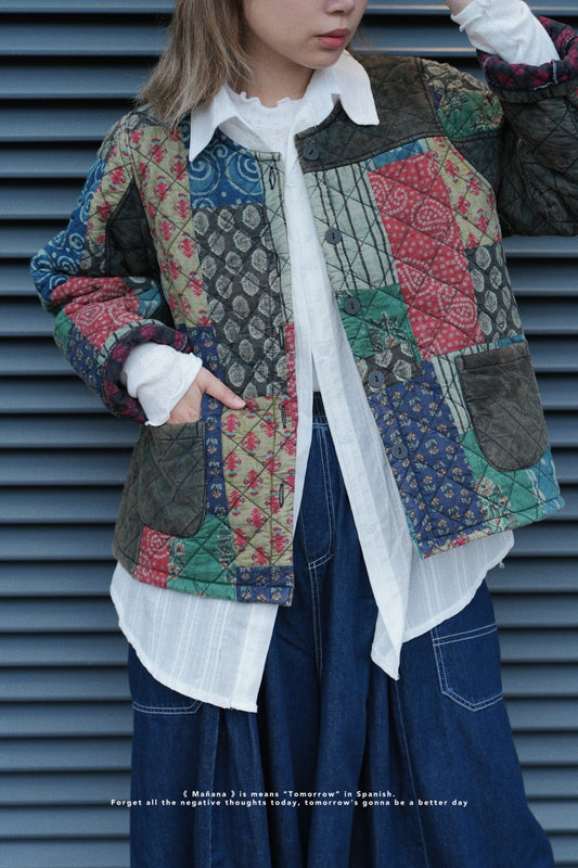 MZ638 PATCHWORK QUILTING JACKET (彩布2)
