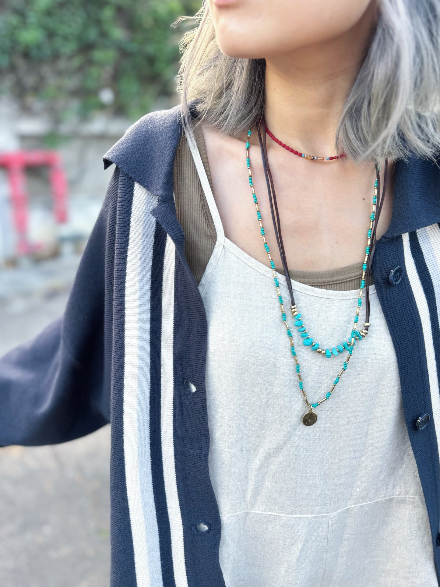 Turquoise Stone Layering Necklace