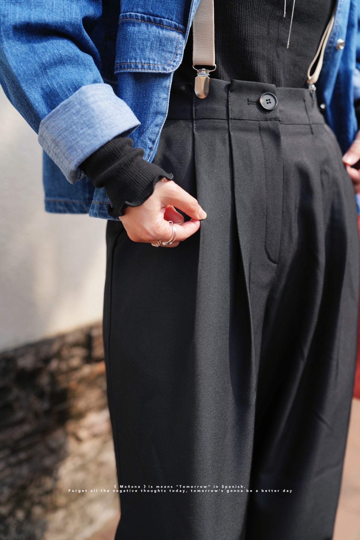 MZ640 PLEATED WAIST BAND STRAIGHT PANTS