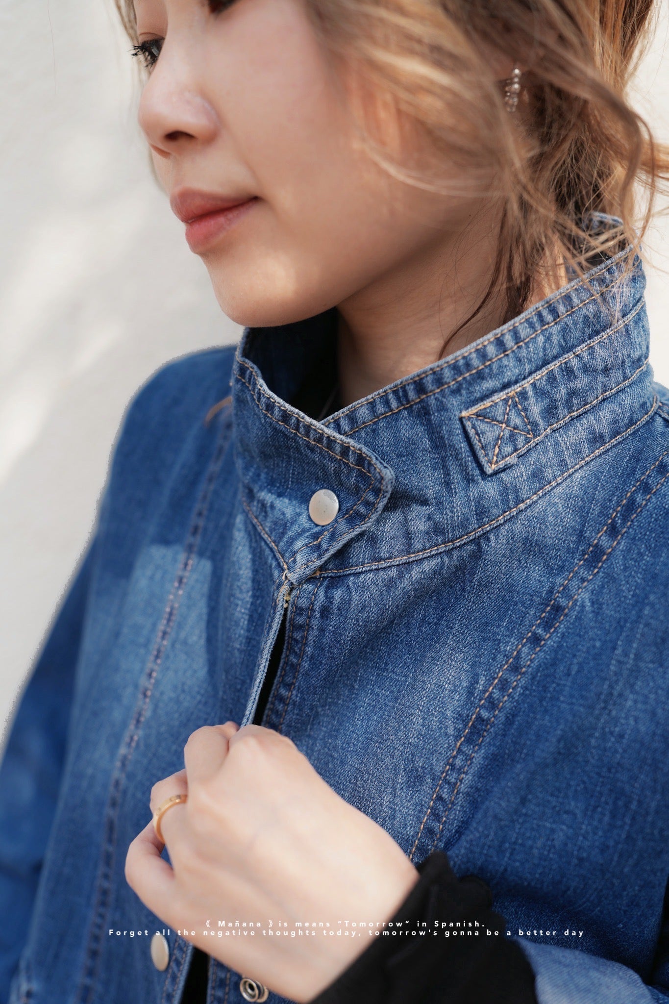 MZ641 STAND COLLAR DENIM JACKET