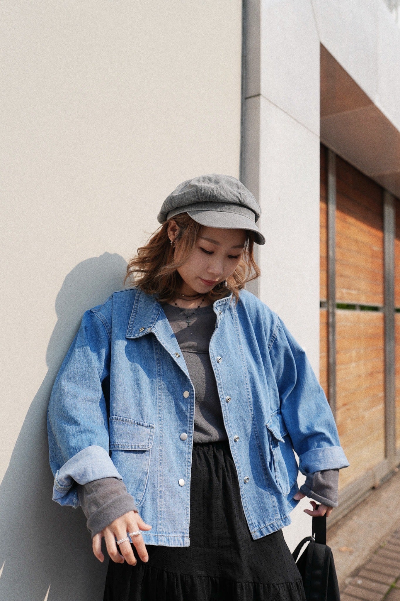 MZ641 STAND COLLAR DENIM JACKET