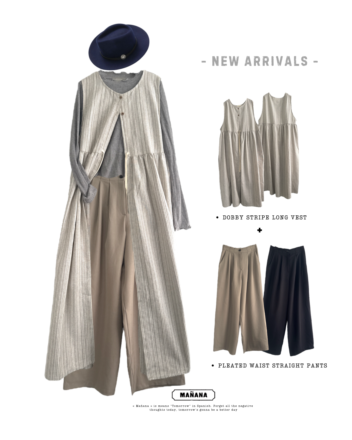 MZ640 PLEATED WAIST BAND STRAIGHT PANTS