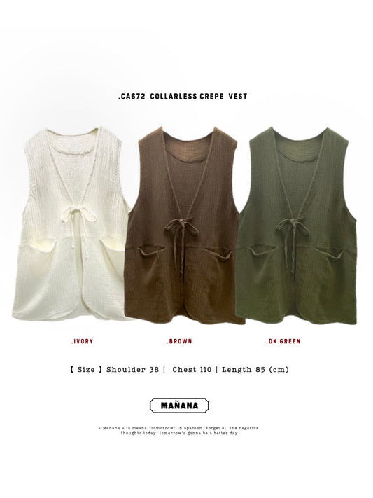 CA672 COLLARLESS CREPE VEST