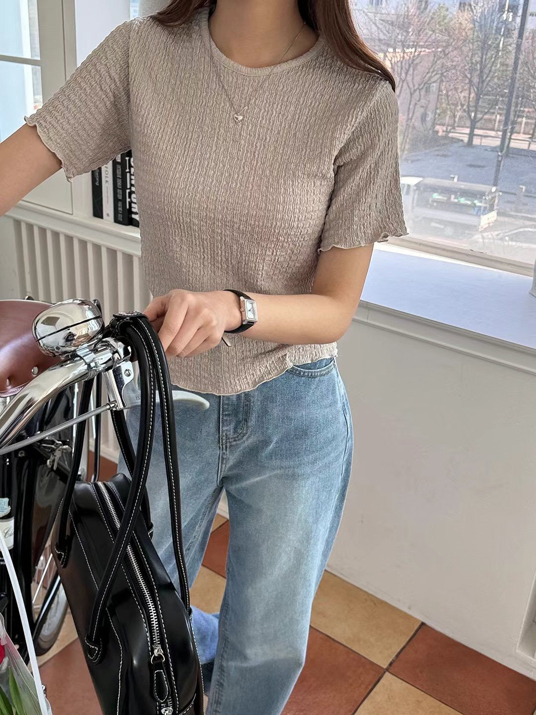 MZ772 ELASTIC CRINKLE TOP