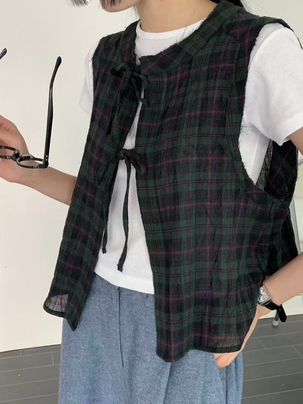 MZ768 BLACK WATCH TARTAN VEST