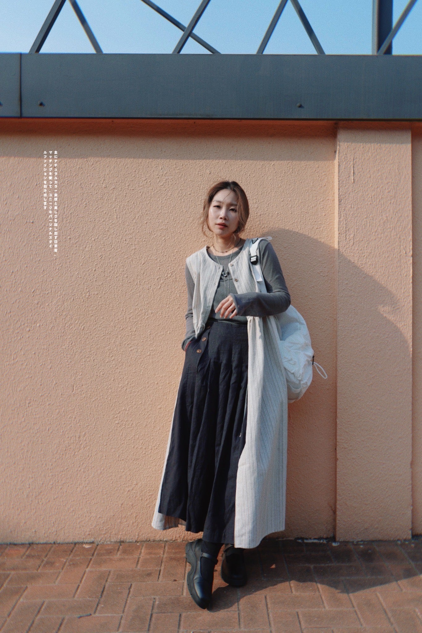 MZ641 LINEN PLEATED A-LINE SKIRT