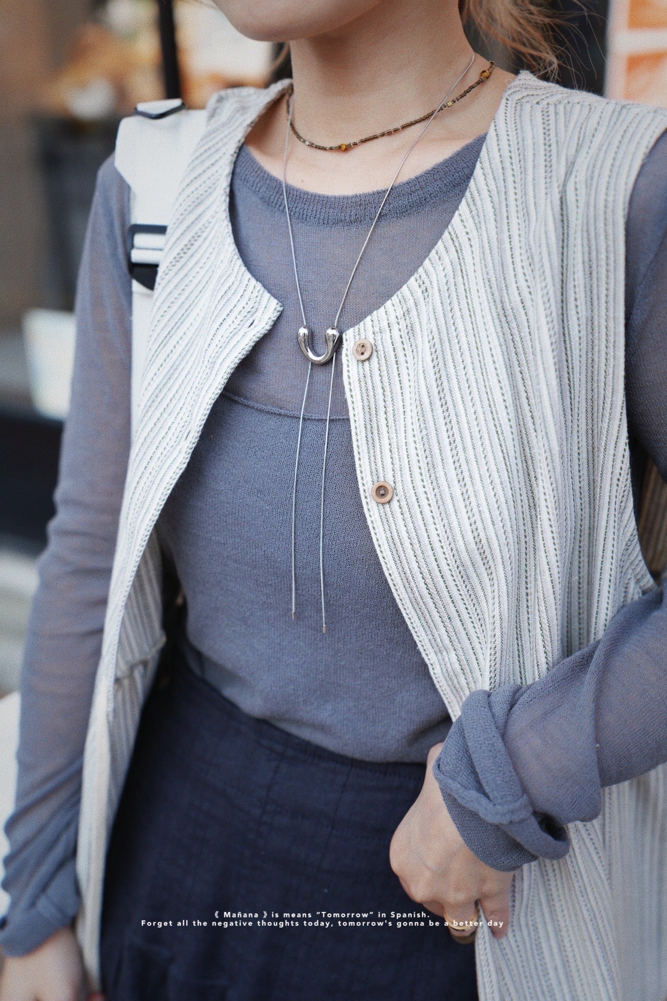 CA686 LINEN STRIPED LONG VEST