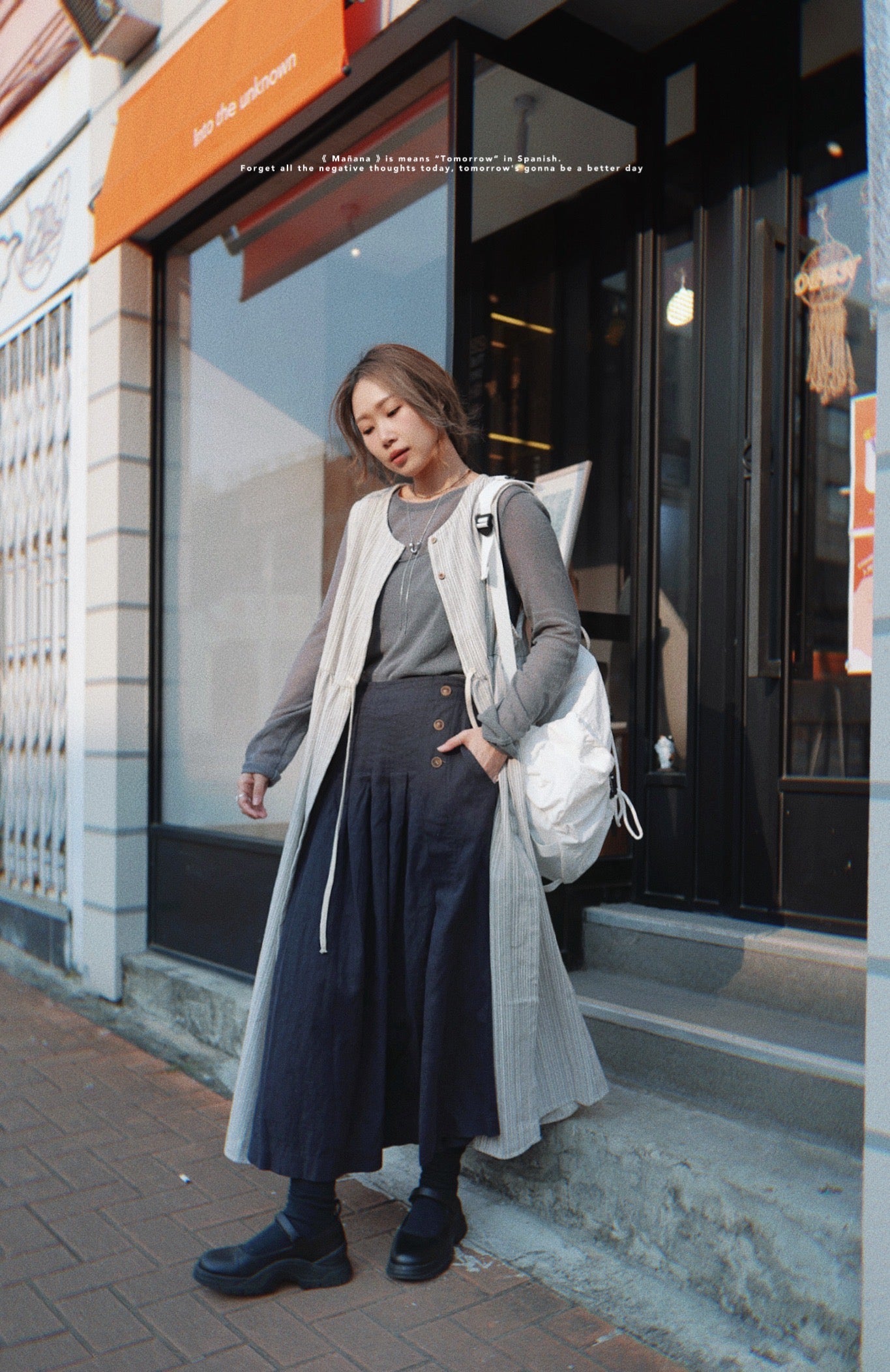 CA686 LINEN STRIPED LONG VEST