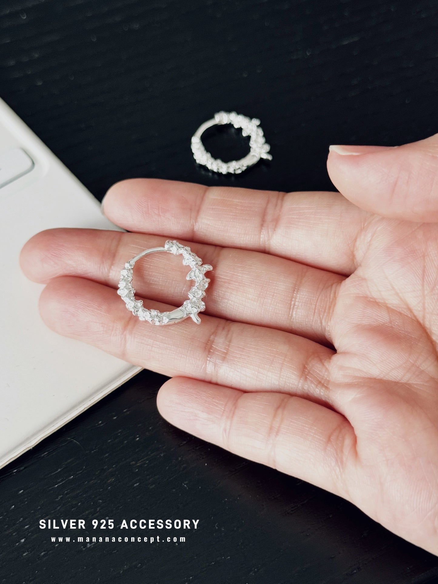 MZ774 SILVER 925 BLOSSOM HOOP EARRING