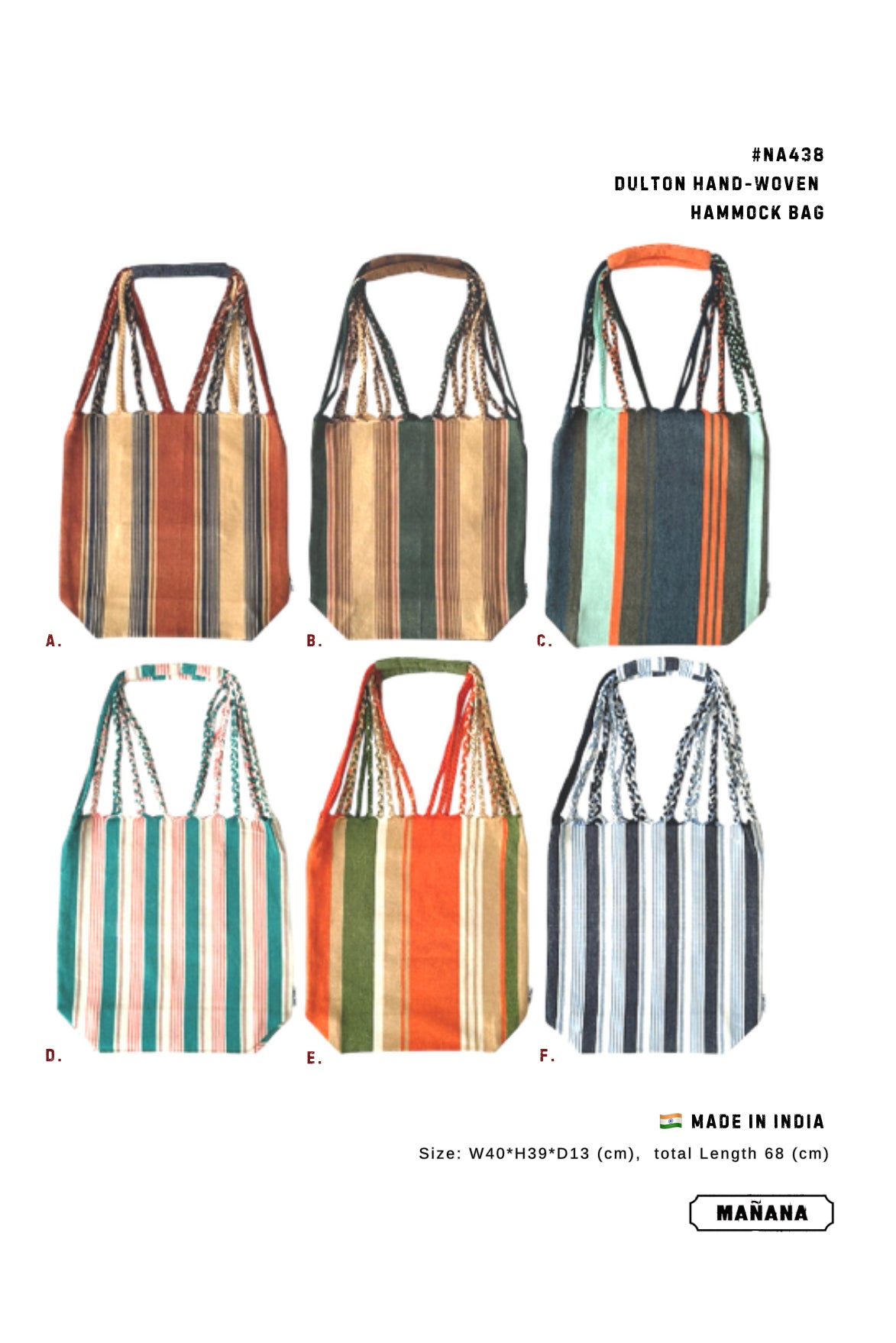 NA438 DULTON HAND-WOVEN HAMMOCK BAG