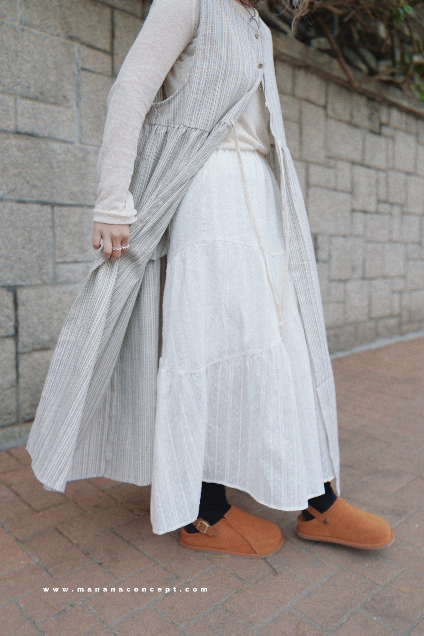 CA686 LINEN STRIPED LONG VEST