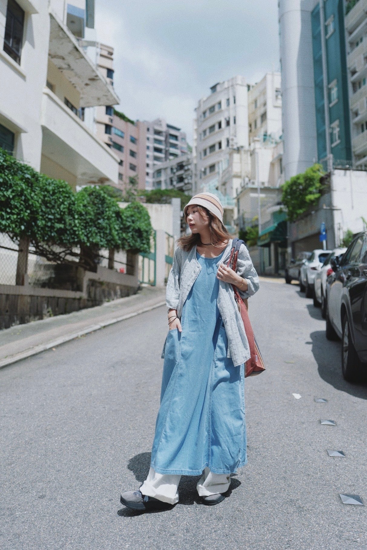 MZ783 PREIMUM SOFT WASHED DENIM DRESS