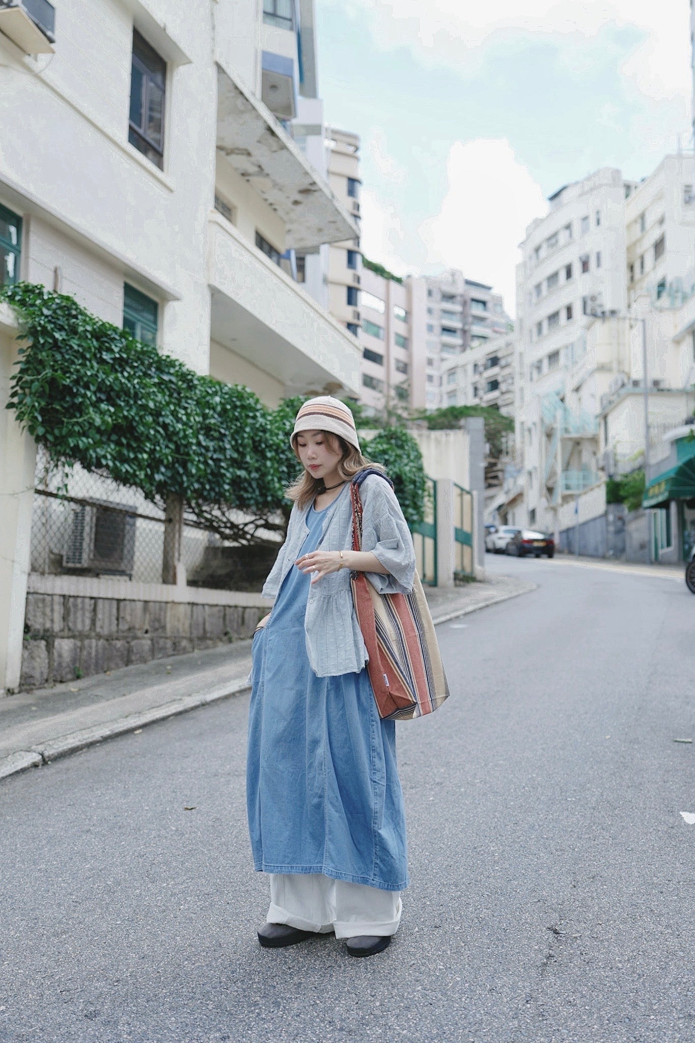 MZ783 PREIMUM SOFT WASHED DENIM DRESS
