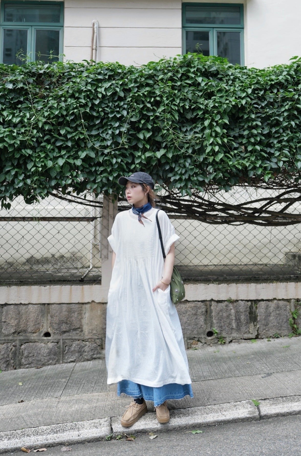 CA703 PINTUCK ONE PIECE DRESS