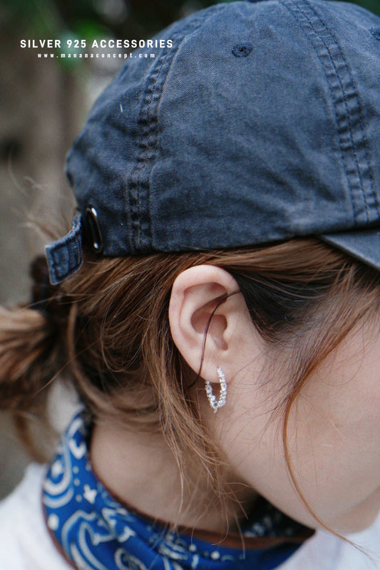 MZ774 SILVER 925 BLOSSOM HOOP EARRING