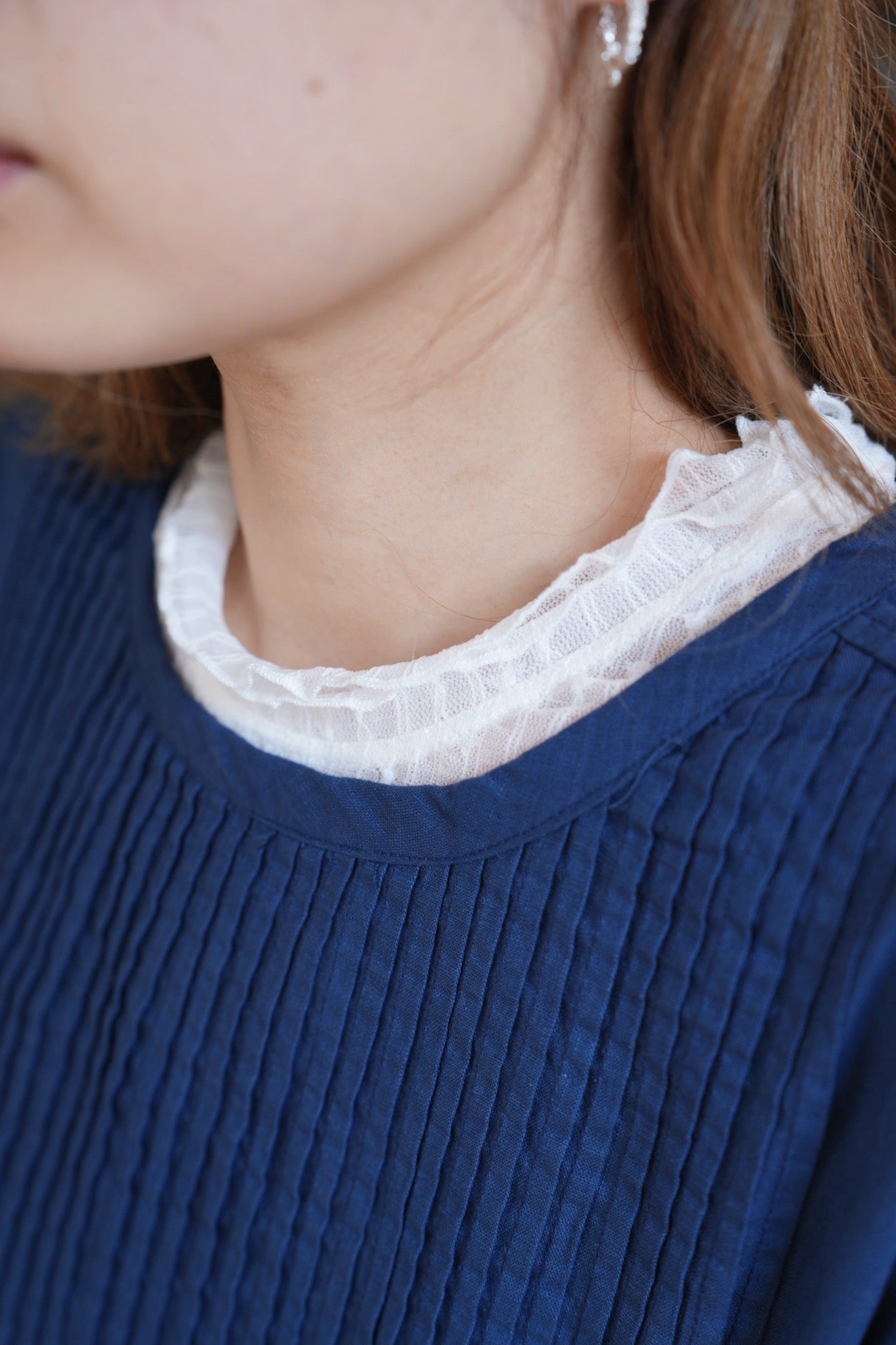 CA901 DOUBLE RUFFLE NECK SHEER TOP 【 2件減-$30, 4件減-$70 】