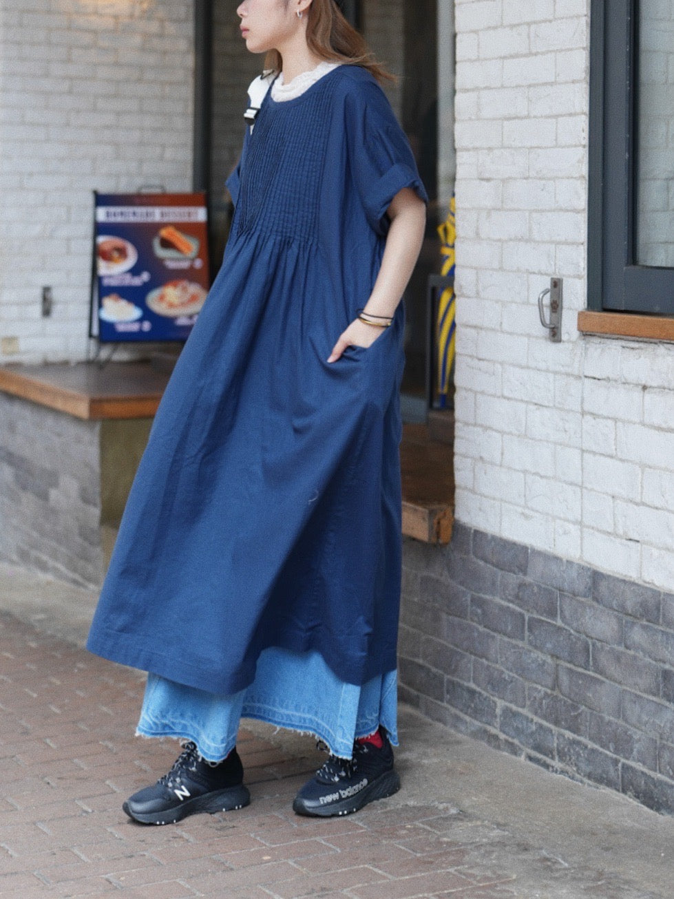 CA703 PINTUCK ONE PIECE DRESS