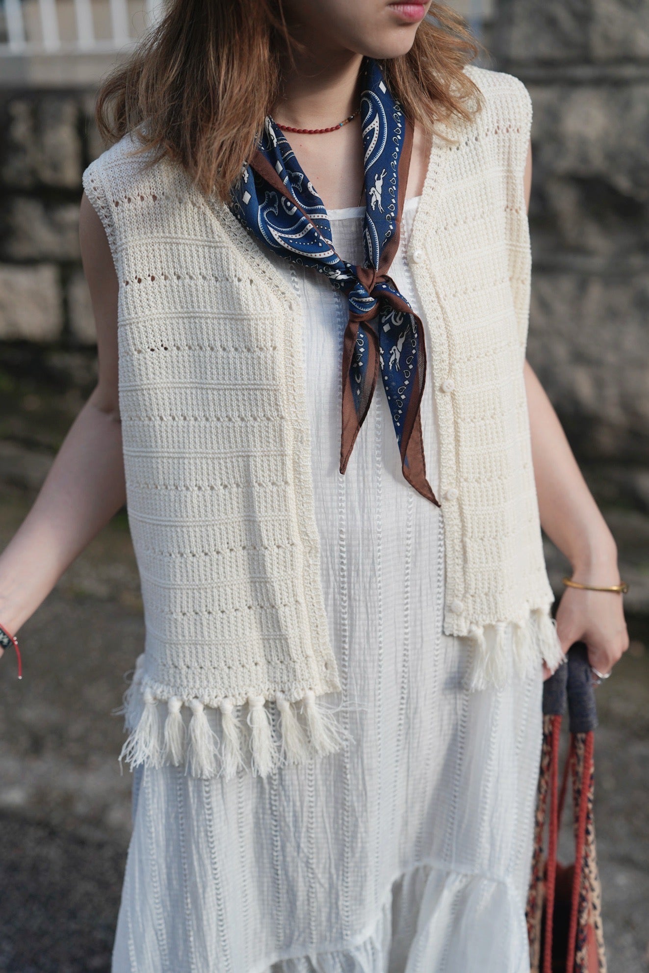 MZ785 FRINGED KNIT VEST