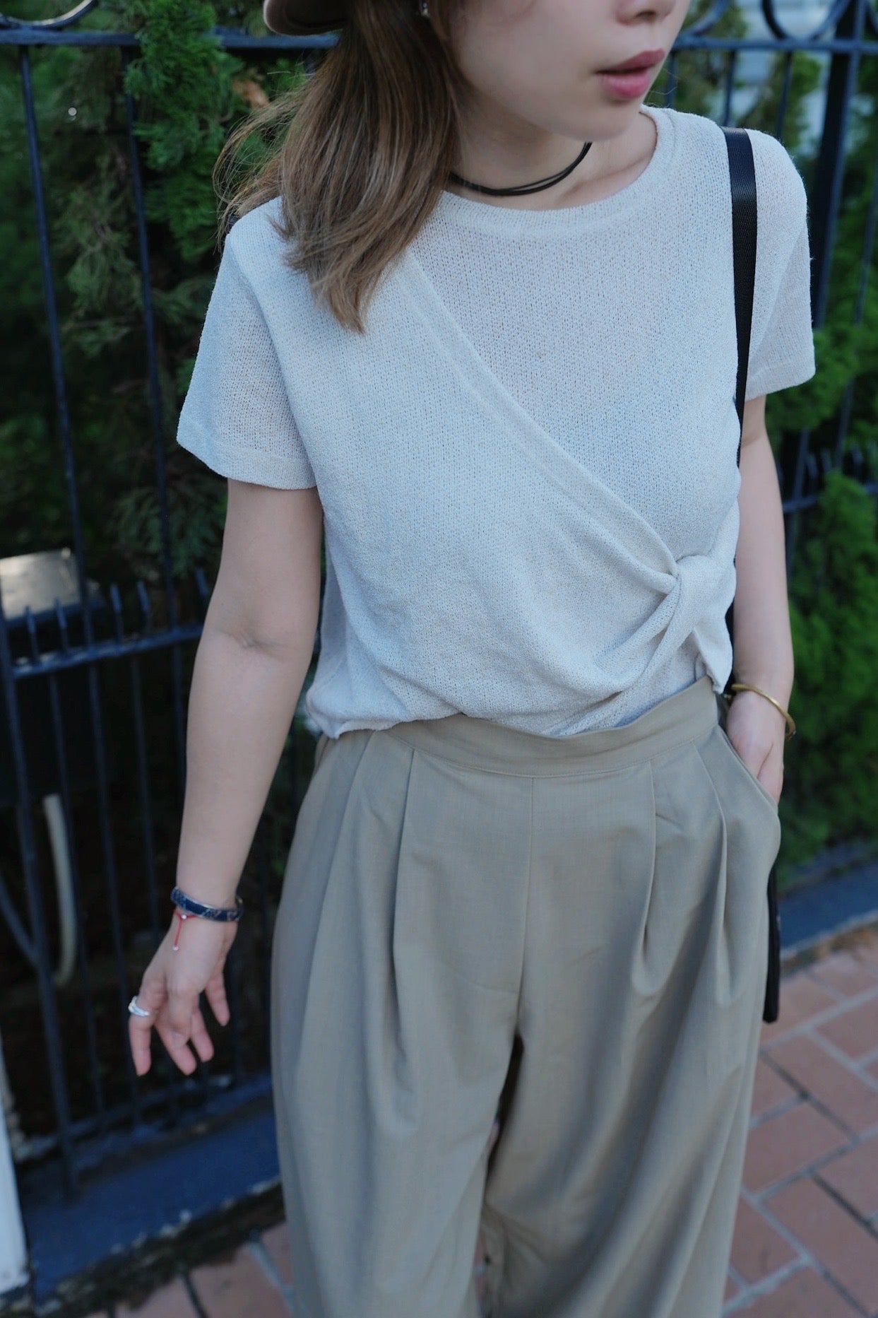 MZ765 TWIST KNOT LINEN TOP