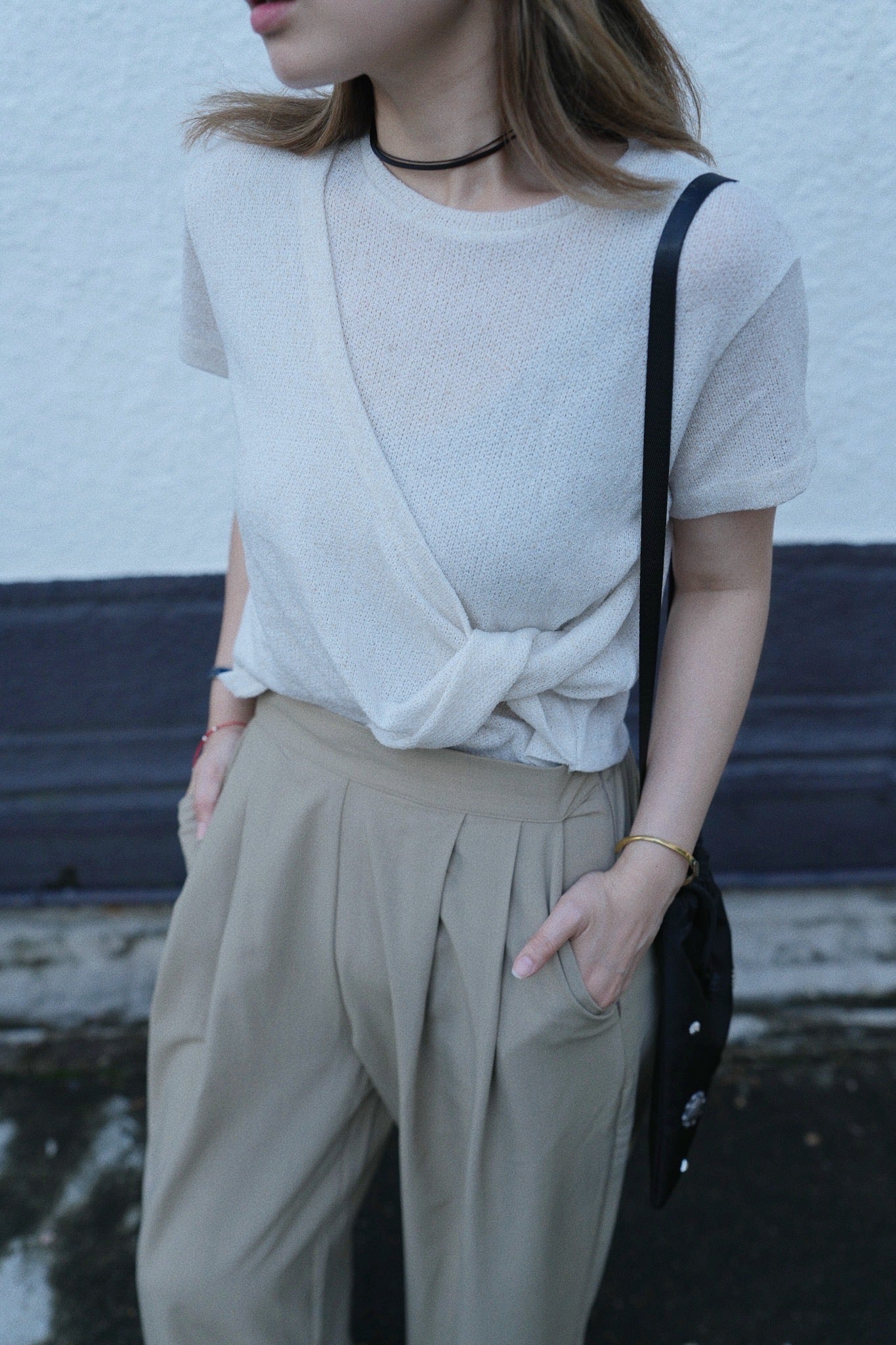 MZ765 TWIST KNOT LINEN TOP