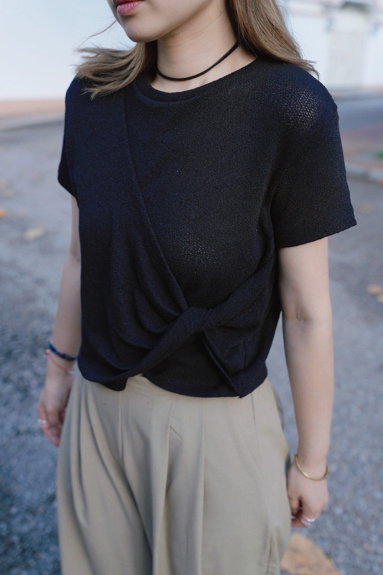 MZ765 TWIST KNOT LINEN TOP