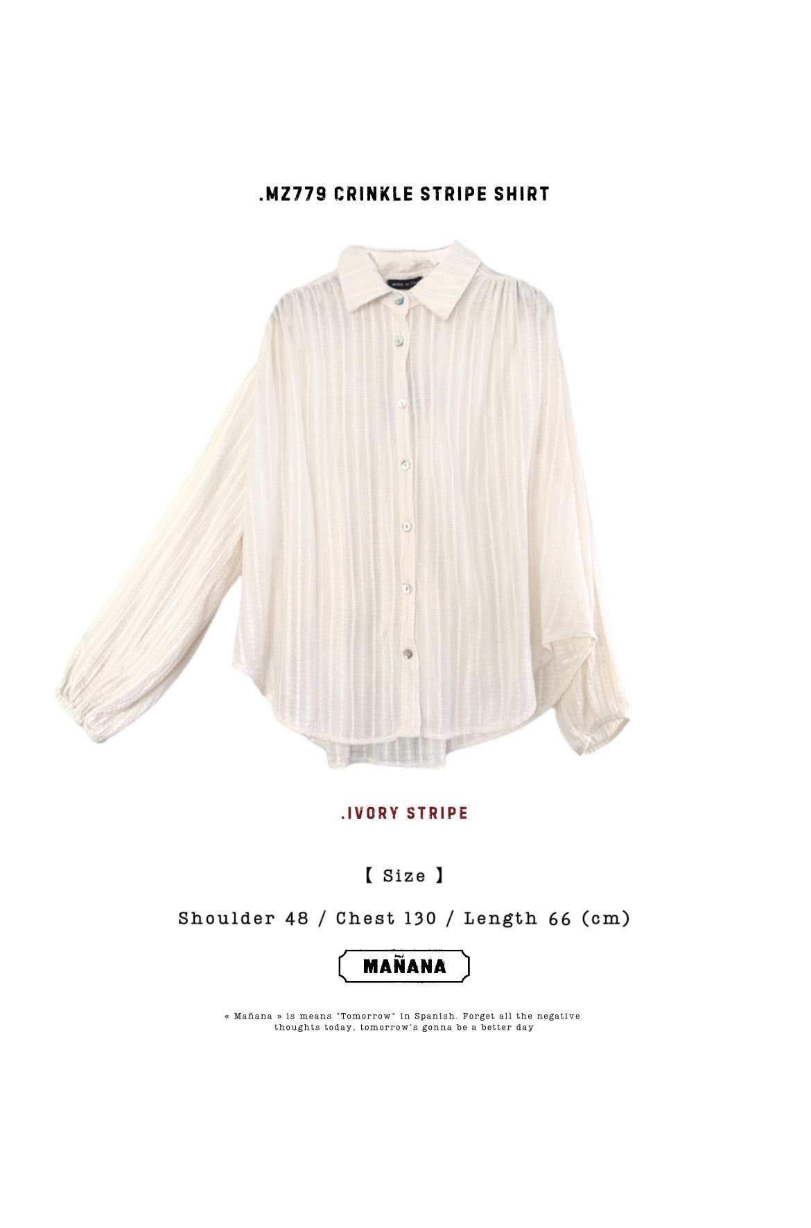 MZ779 ITALY MADE SHEER CRINKLE STRIPE SHIRT