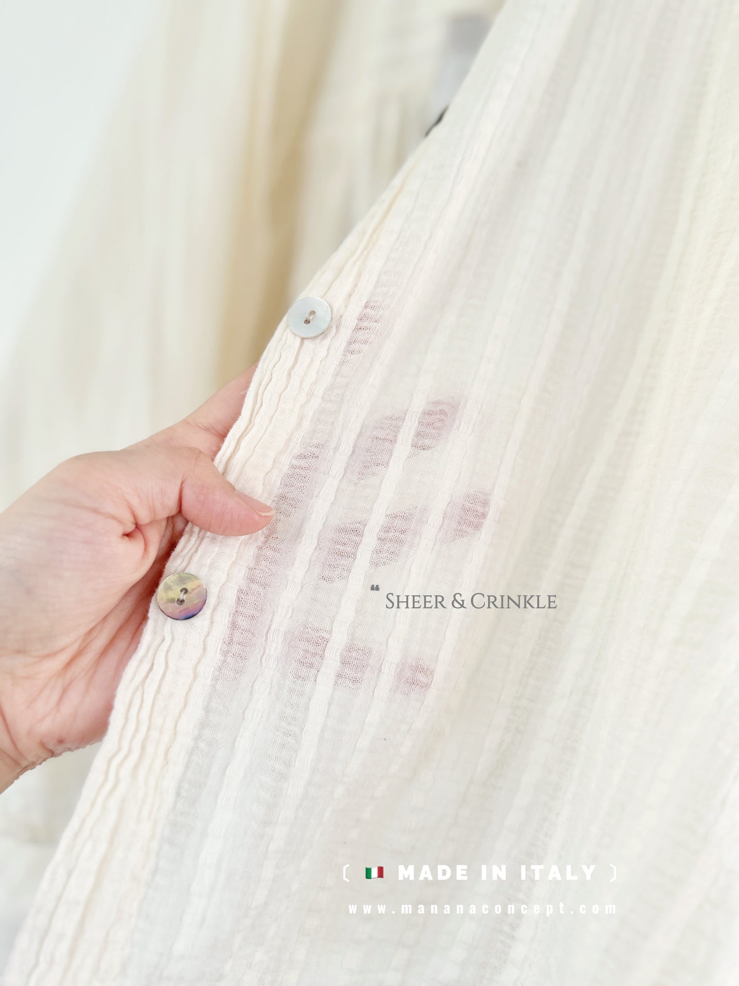 MZ779 ITALY MADE SHEER CRINKLE STRIPE SHIRT