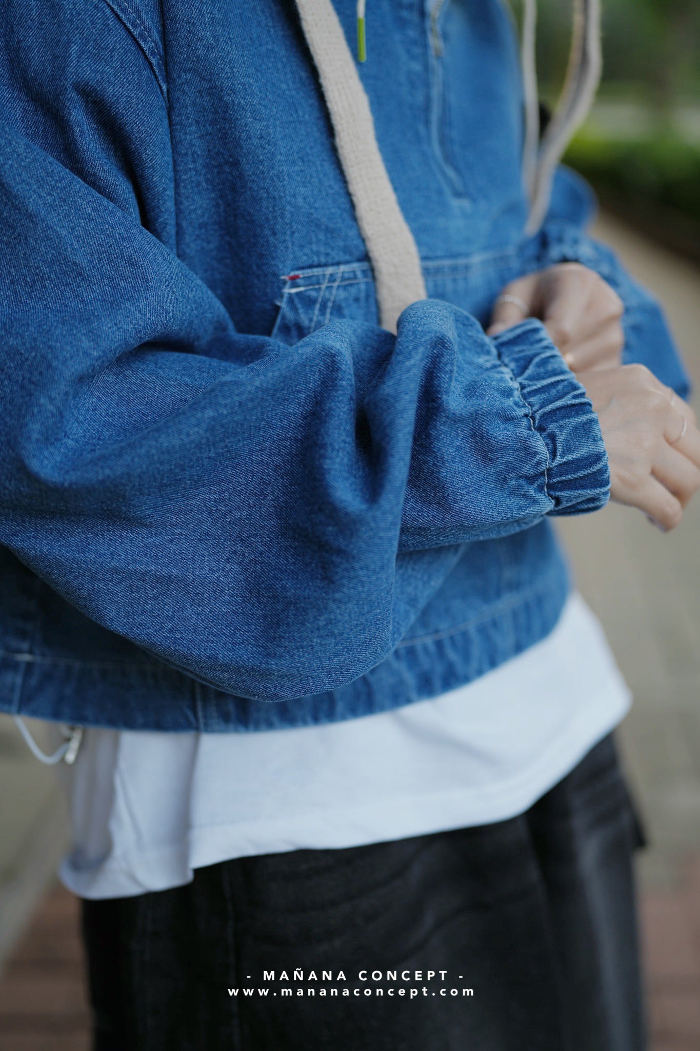 MZ555 HALF-ZIP DENIM PULLOVER
