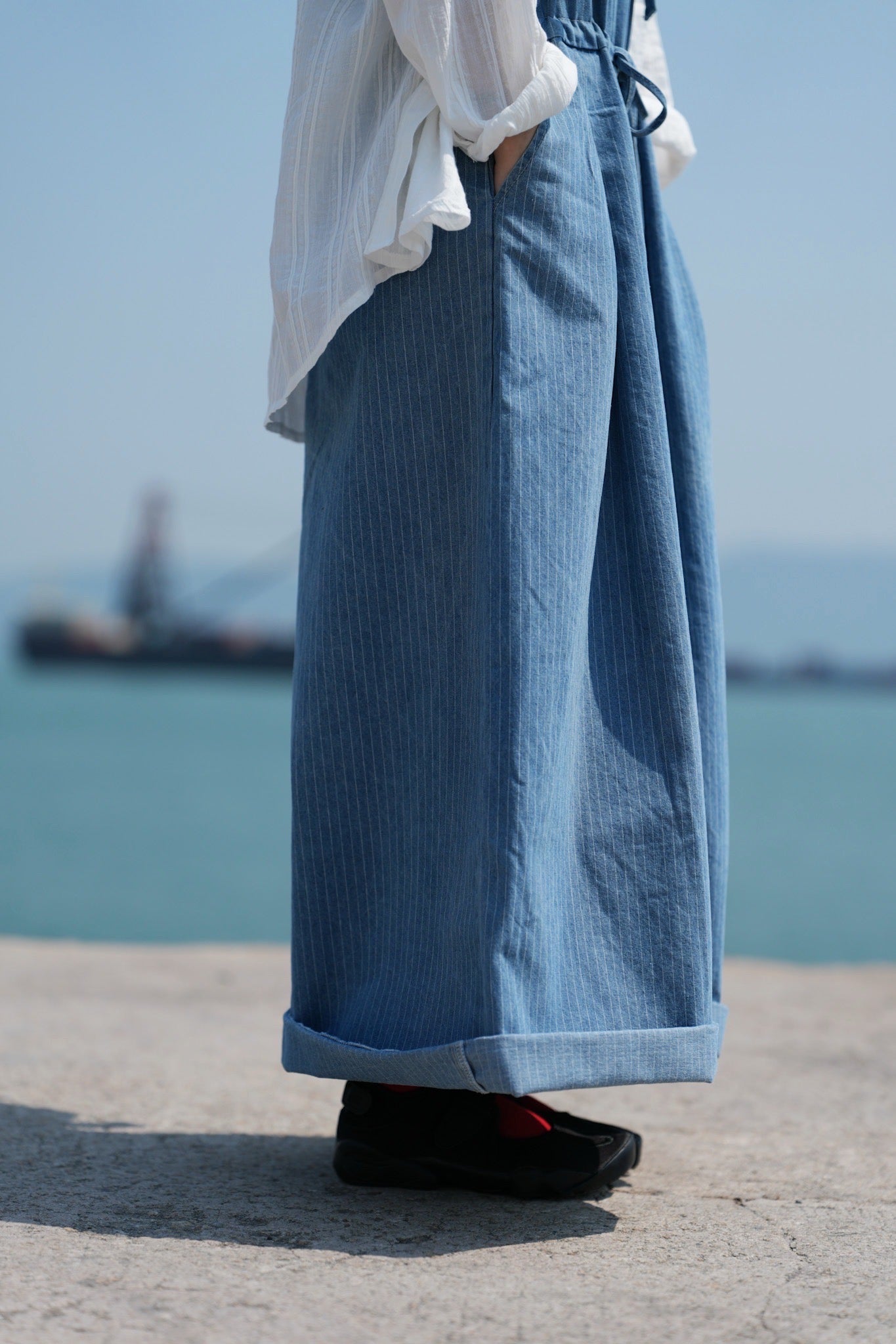 MZ630 DENIM HICKORY STRIPE JUMPER PANTS