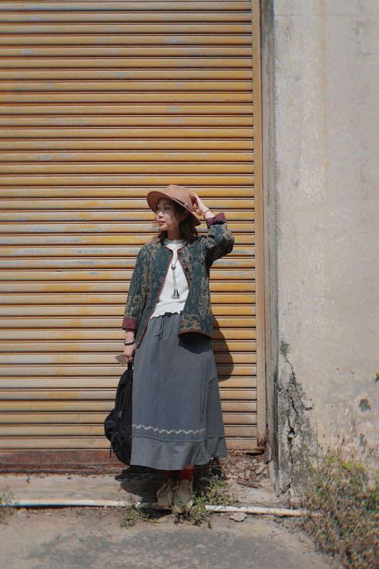 MZ701 EMBROIDERED BORDER LAYER SKIRT