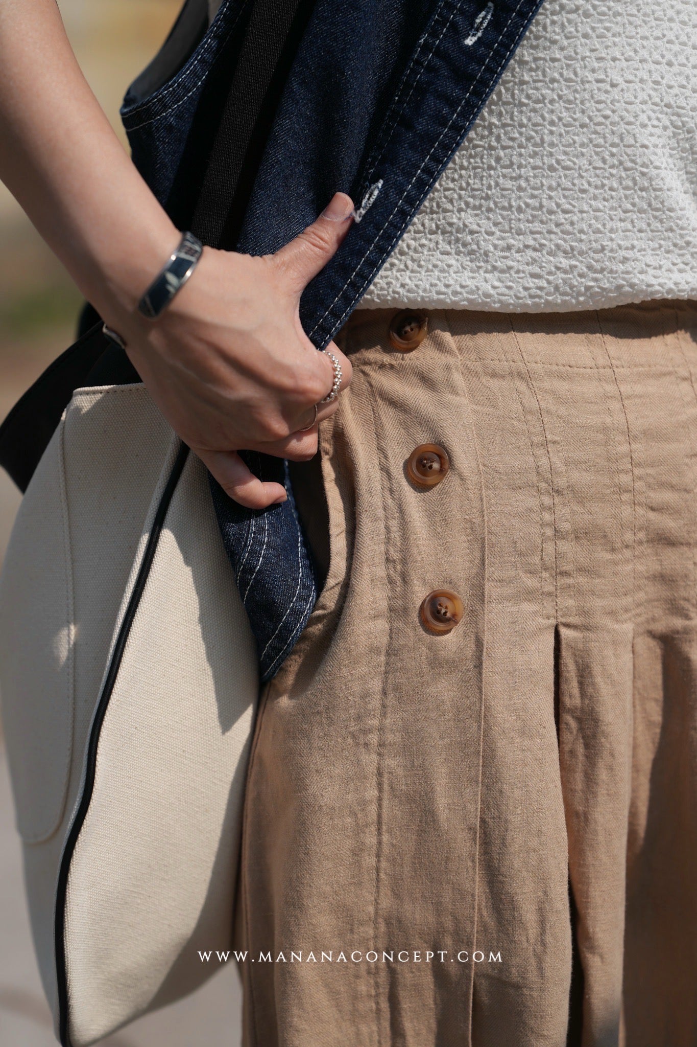 MZ641 LINEN PLEATED A-LINE SKIRT