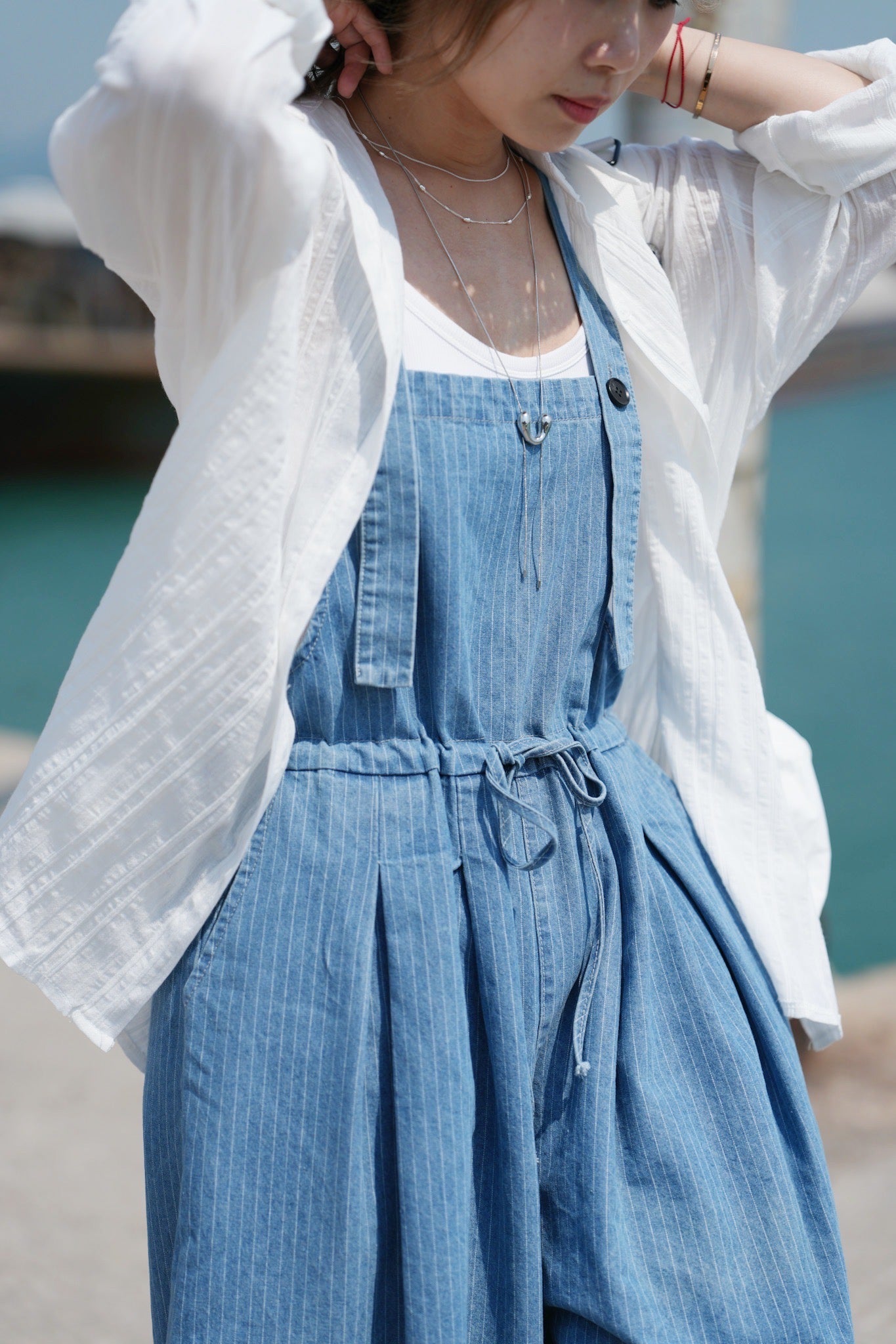 MZ630 DENIM HICKORY STRIPE JUMPER PANTS