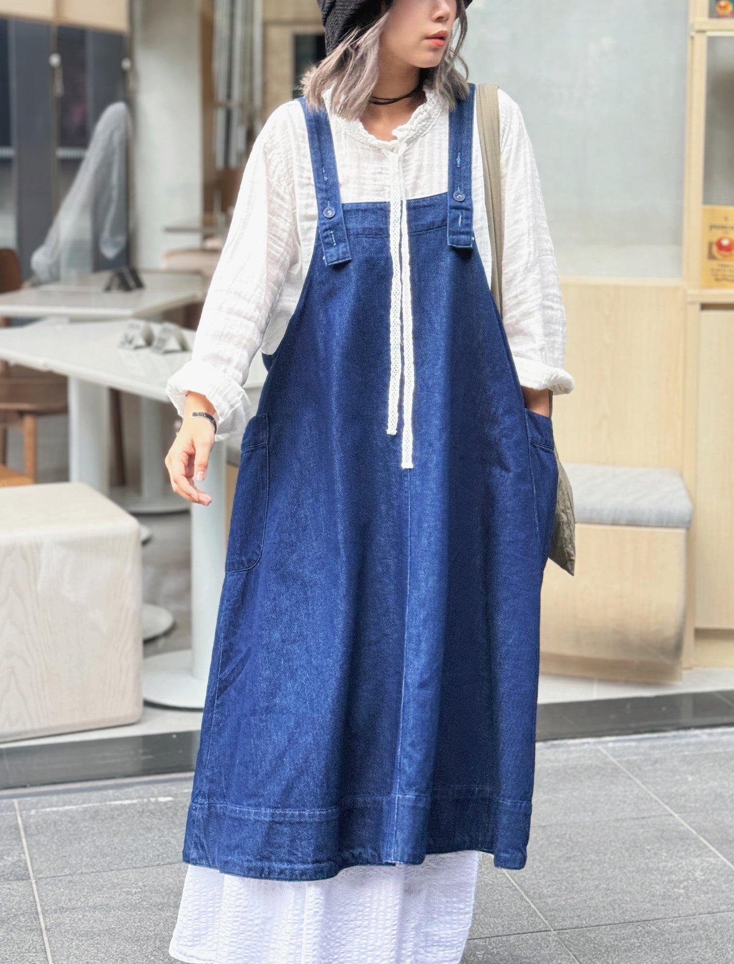 CA-590 Denim Pocket Jumper Dress