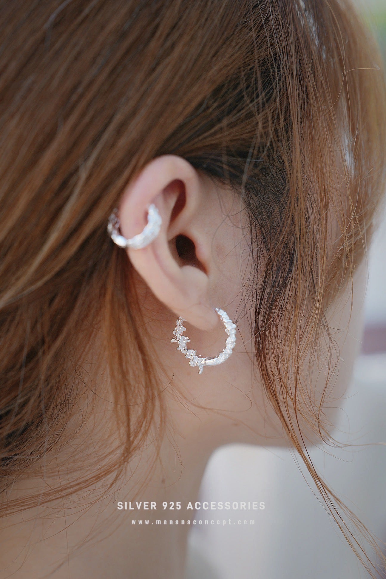 MZ774 SILVER 925 BLOSSOM HOOP EARRING