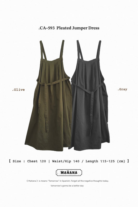 CA593 Pleated Jumper Dress
