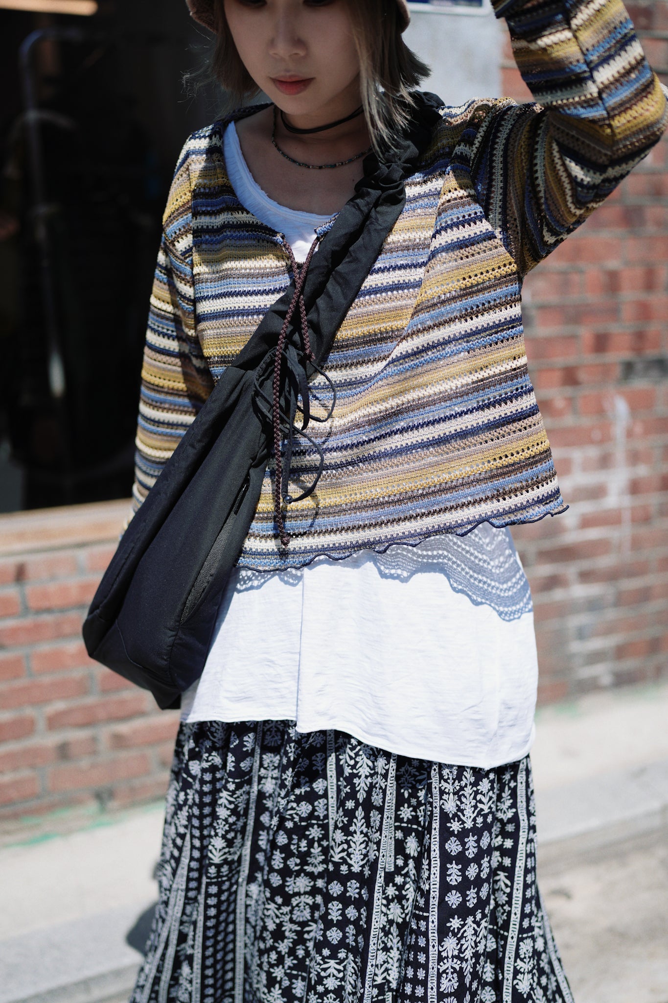 MZ512 STRIPED MESH TOP