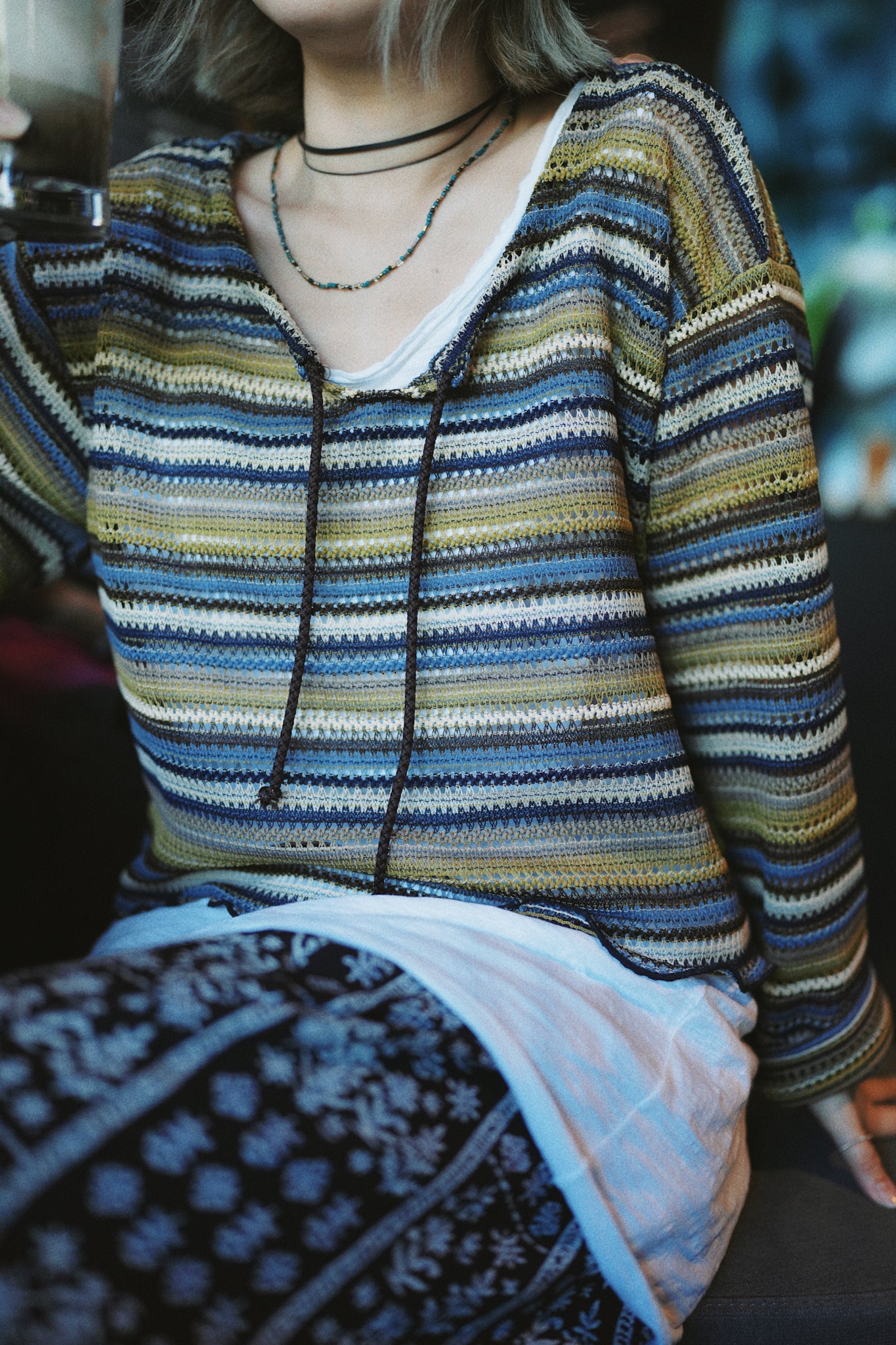 MZ512 STRIPED MESH TOP
