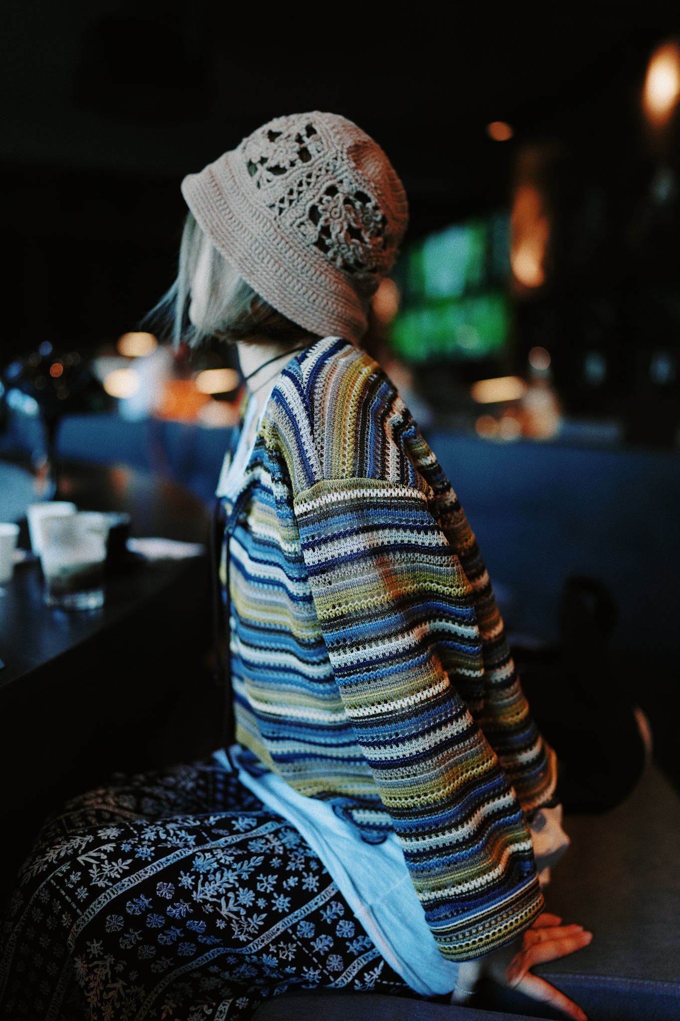 MZ512 STRIPED MESH TOP