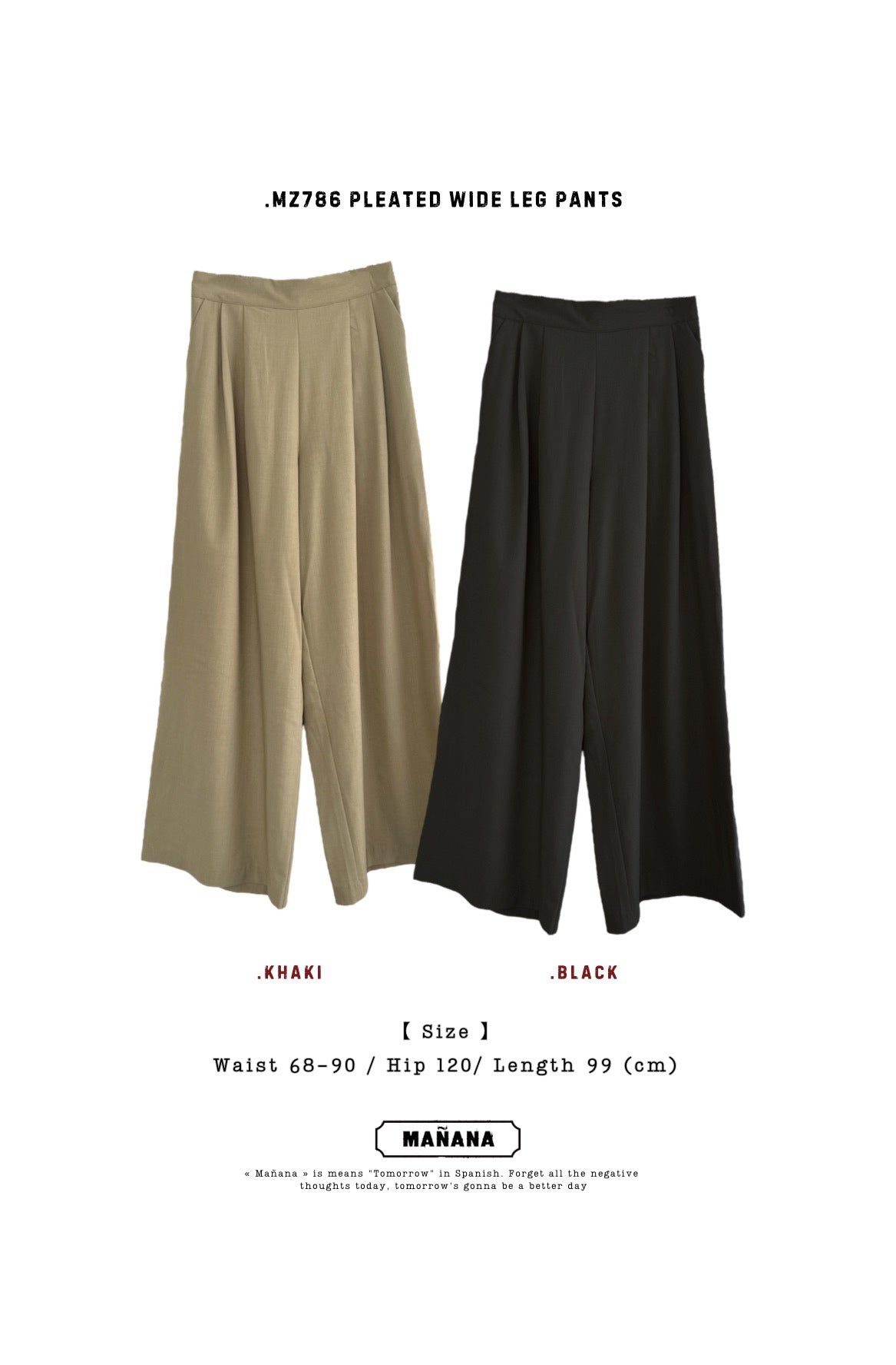 MZ786 PLEATED WIDE LEG PANTS