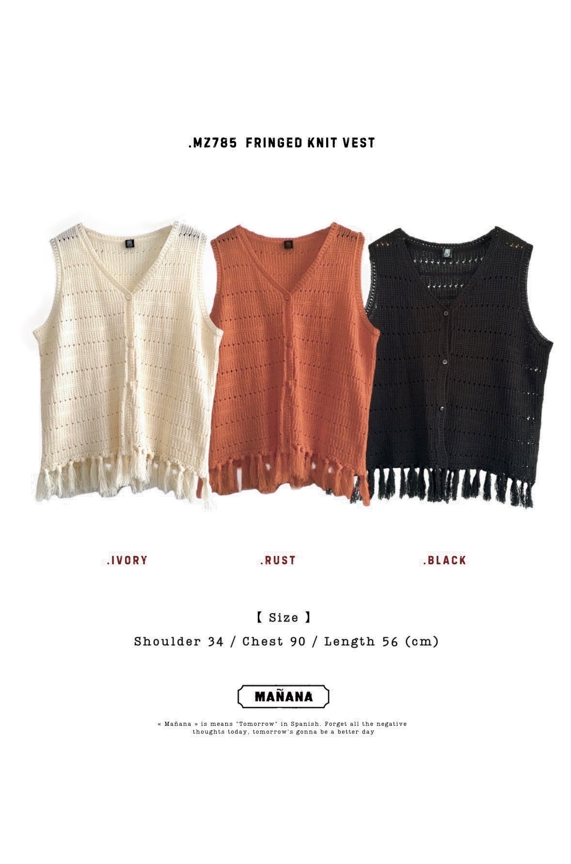 MZ785 FRINGED KNIT VEST