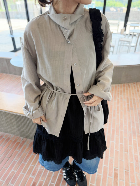 MB060 HIGH-NECK CARDIGAN SHIRT