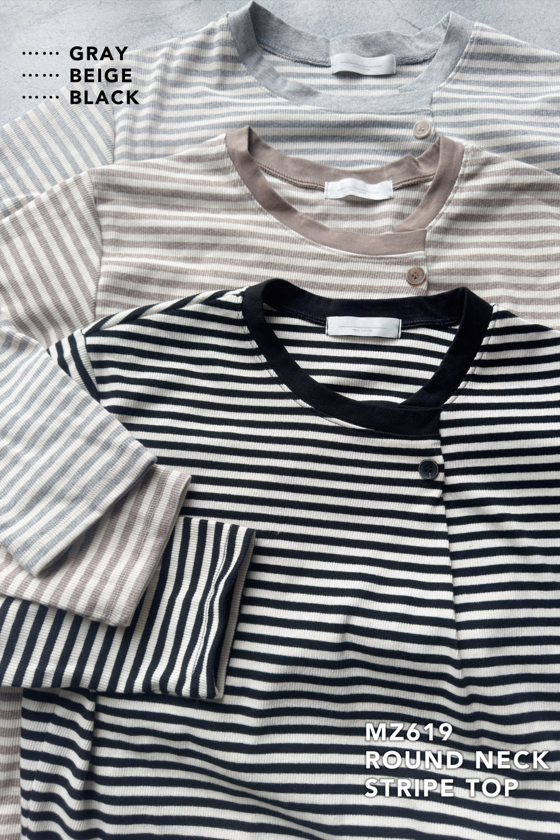 MZ619 ROUND NECK STRIPE TOP