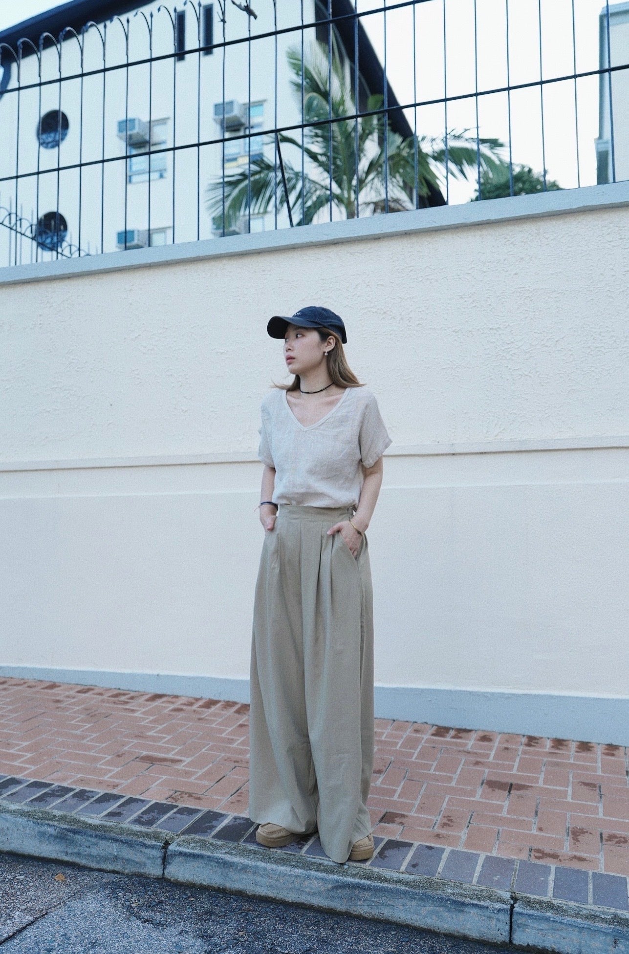 MZ786 PLEATED WIDE LEG PANTS