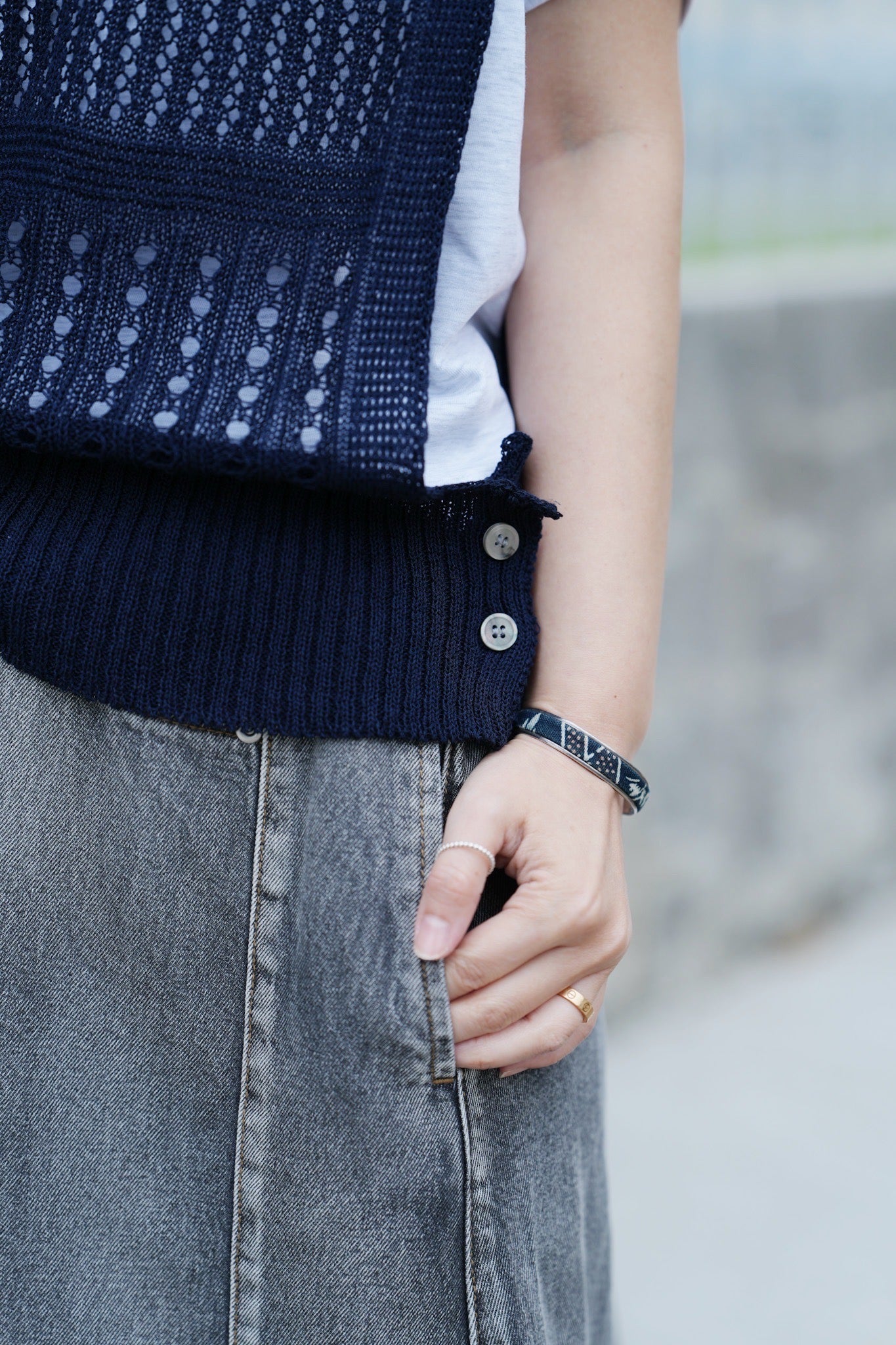 MZ705 CROCHET KNIT VEST