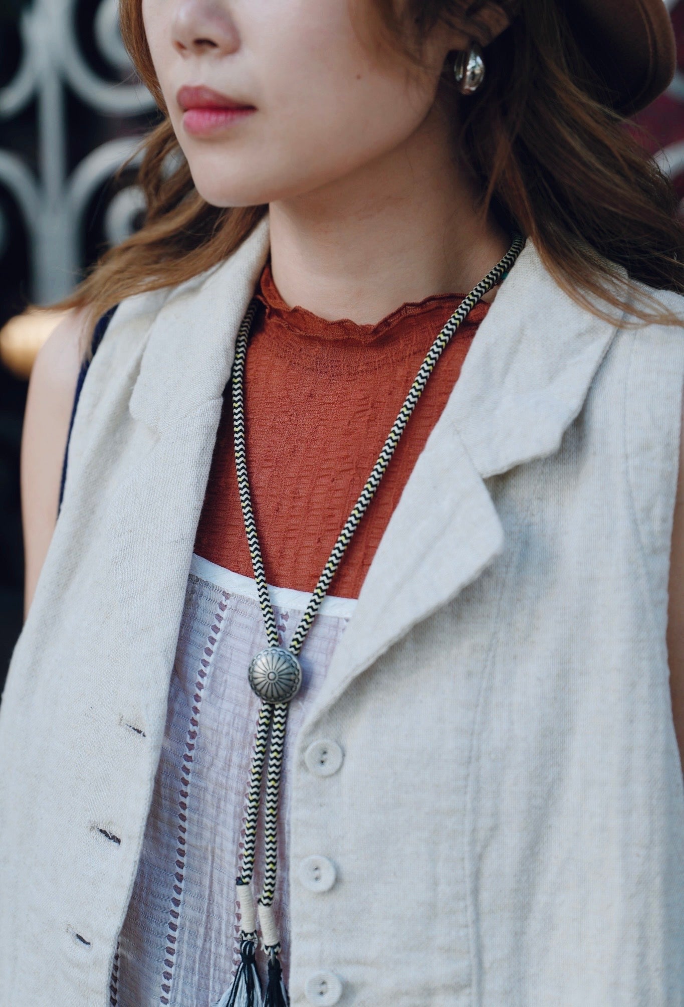 NA437 LINEN WORK VEST