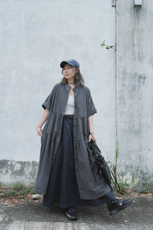 CA691 COTTON FLARE SKIRT WITH BELT