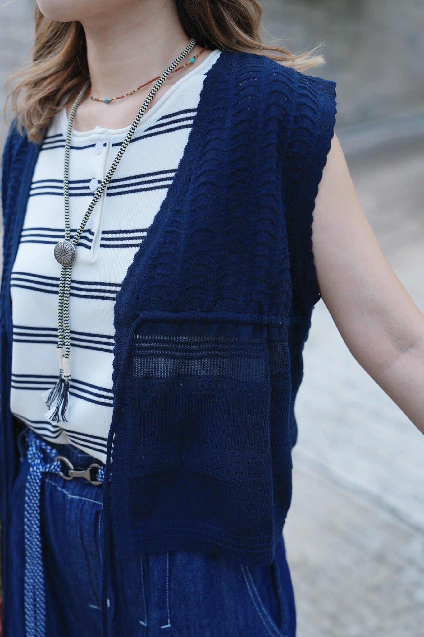 MZ760 RIBBON KNIT VEST