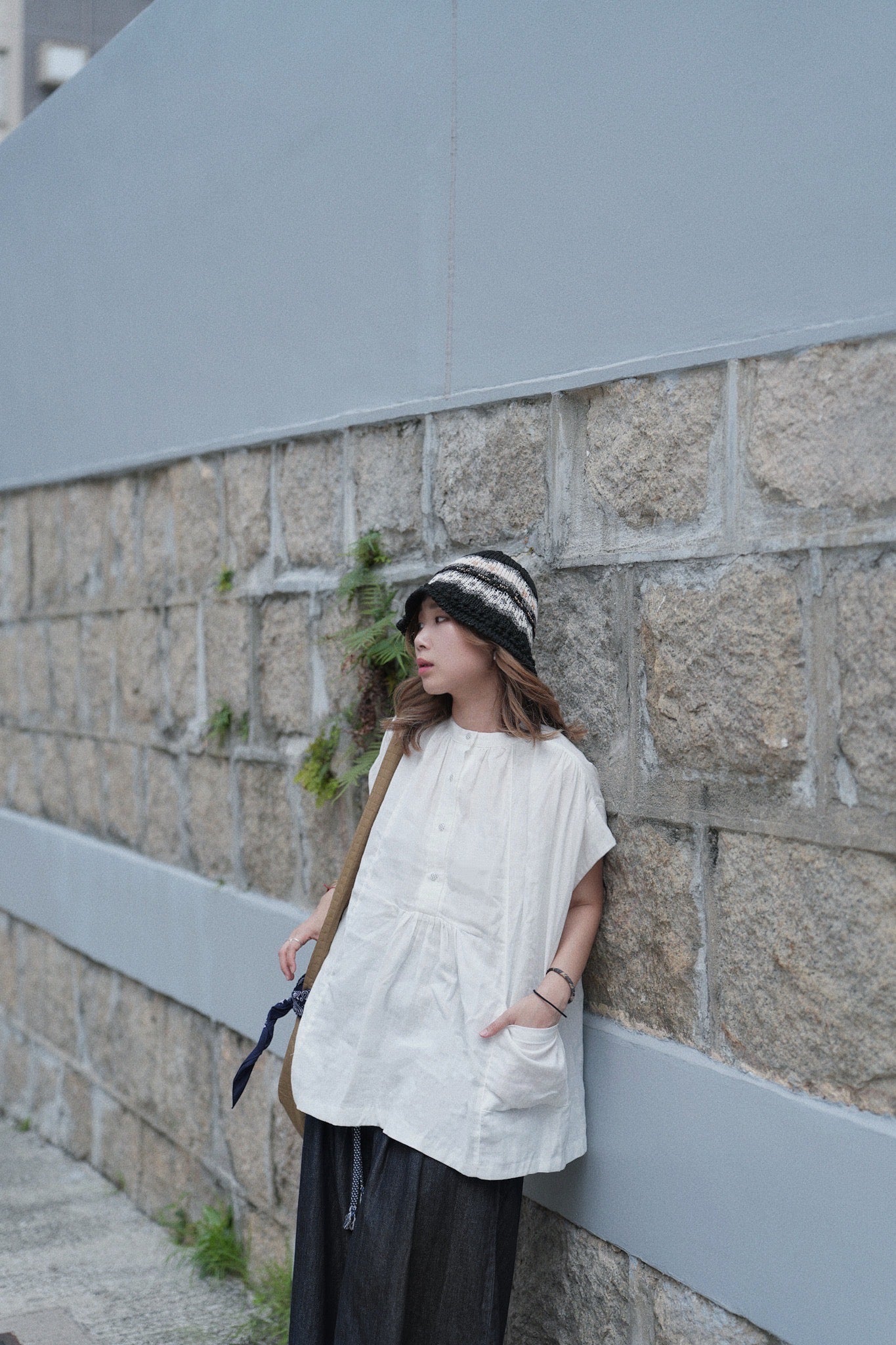 MZ788 COTTON GAUZE POCKET SHIRT BLOUSE