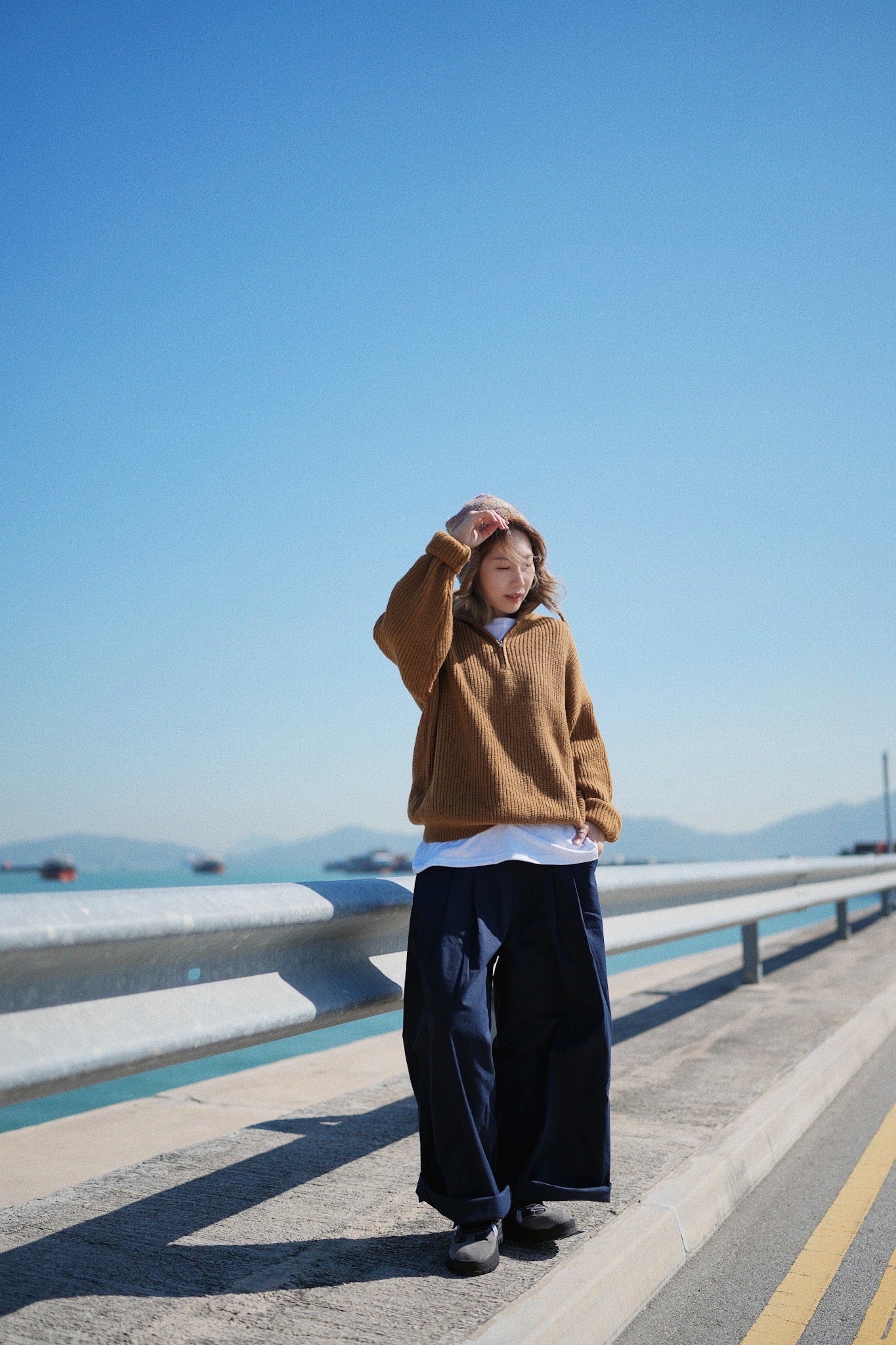 MZ572 HALF ZIP KNIT TOP